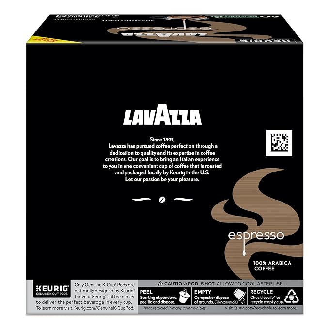Lavazza Espresso, Single-Serve Keurig K-Cup Pods, Medium Roast Coffee, 40-Count Box