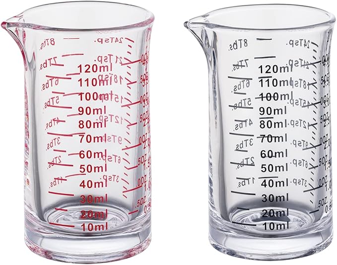 Ackers 4 Oz Glass Measuring Cup,Borosilicate Shot Glass with V-Shaped Spout(Pack of 2)