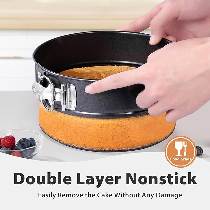 Springform Pan Set of 3 Leakproof Spring Form Pans for Cheesecake, Nonstick 4 7 9 Inch Cheesecake Pan with Silicone Protector, Springform Cheese Cake Pans Sets for Baking with 50Pcs Parchment Paper