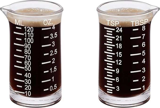 Ackers 4 Oz Glass Measuring Cup,Borosilicate Shot Glass with V-Shaped Spout-Etching Scale