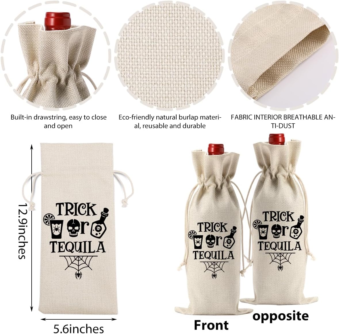 Tequila Wine Gift Bag - Halloween Witch Gifts & Party Supplies for Women, Men, Friends & Coworkers - Wine Tasting Party Supplies