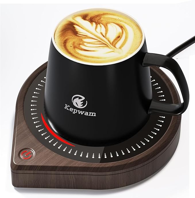 Coffee Mug Warmer & Kepwam Mug Set, 3 Temp Settings up to 167℉, Gravity Sensor & Light Display, Cup Warmer with 6H Auto Shut Off, Idealt Gift for Dad Mom, Beverage Warmer for Heats Coffee, Tea & More