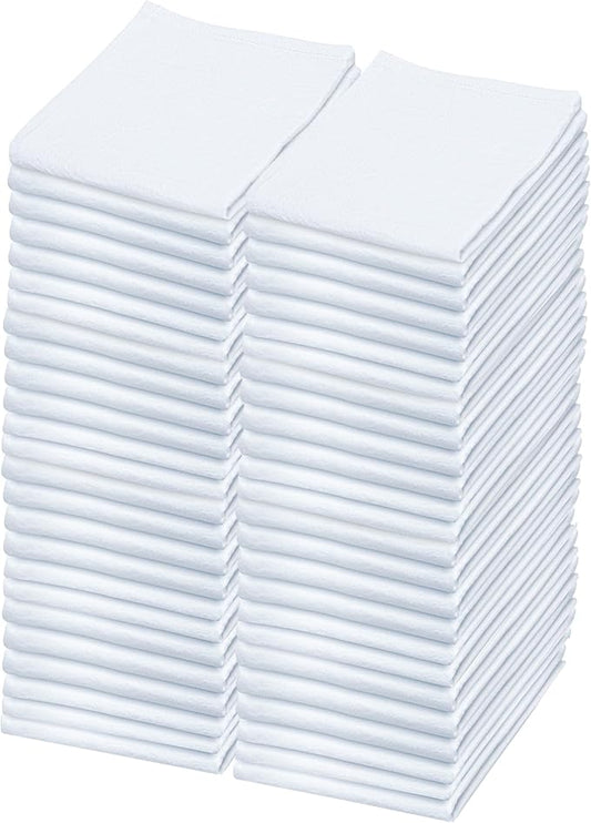 Flour Sack Towels | Tea Towel for Crafts| Kitchen Dish Cotton Blank Towel for Embroidery| Baking Bread Proofing Linen Cover| Thick Absorbent Quick Dry| 50 Pack 18"x 28" White