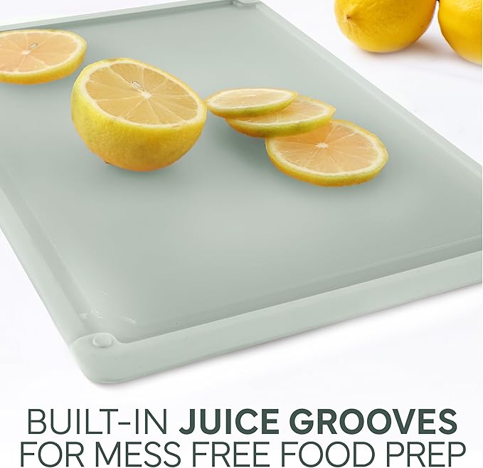 COOK WITH COLOR Extra Large Cutting Board Set, Jumbo-Sized Boards with Rubber Border for Enhanced Cooking Experience, 3-Piece, Dark Sage