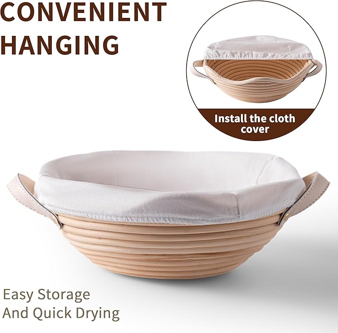 Complete Sourdough Starter Kit with Banneton Proofing Basket & Dough Scraper – All-in-One Bread Baking Set for Homemade Artisan Sourdough