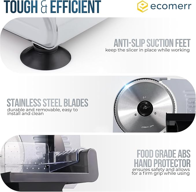 Meat Slicer, 200W Powerful Electric Food Slicer-Deli Meat Slicer Machine for Home Use for, Cheese, Bread, Vegetables-2 Round 7.5" Stainless Steel Blade, Child Lock Protection & Adjustable Thickness