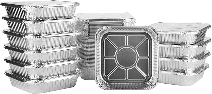 8x8 Aluminum Pans With Lids (20 Pack) 8 Inch Foil Pans With Covers - Cake Pans - Aluminum Square Pans With Lids - Disposable Food container - great For Cake Baking, Cooking, Freezing, Prepping Food