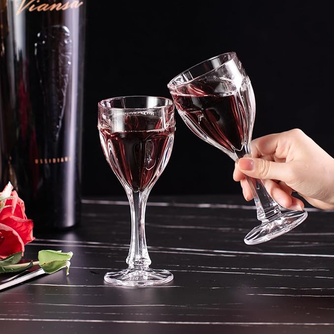 KAMMAK Wine Glasses Set of 2, 4.6 oz Hand Blown Crystal Bordeaux Wine Glasses, Thin Rim & Long Stem, Perfect for Red & White, Daily Use, Wedding Anniversary or Birthday Gift with Gift Box, Safari