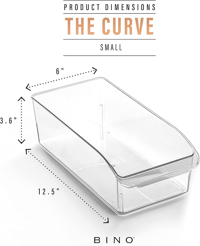 BINO | Plastic Storage Bins, Small | THE CURVE COLLECTION | Multi-Use Organizer Bins | Storage Containers Kitchen, Pantry and Home Organization | Fridge Organizers | Pantry Organization and Storage