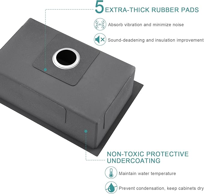 26 inch Kitchen Sink Single Bowl - 304 Stainless Steel Drop in Bar Sink Handmade with Basket Strainer, TopMount Modern Sinks with Centered Drain, 26×18×9 inch