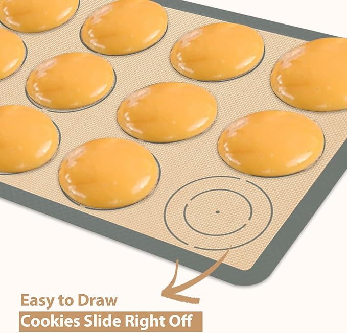 Silicone Baking Mat Set of 6, Silicone Mats for Baking, Baking Sheets Non Stick for Macaron, Cookie, Pizza, Bread and Pastry, Baking Supplies for Oven, Food Grade Reusable