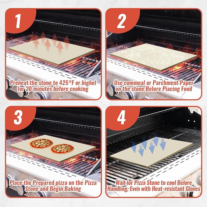 24'' Large Pizza Stone Baking Stone Cordierite Bread Stone for Oven Grill, Thermal Shock Resistant, Ideal for Baking Different Sizes of Pizzas or Bread 24’‘x17 3/4''