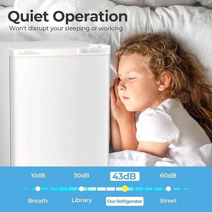 Antarctic Star 3.2 Cu.Ft. Mini Fridge with Freezer, Small Refrigerators with Adjustable Thermostat, Low Noise, Energy Saving, Compact Refrigerators for College Dorm, Office, Bedroom, Apartment, White