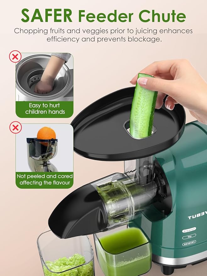 Vegetable Juicer for Celery Wheatgrass Spinach Ginger, Fruit Juicer Machines Slow Masticating Cold Press Juice Extractor Pulp Separated, Quiet Motor, Dishwasher Safe, Easy To Clean, BPA Free