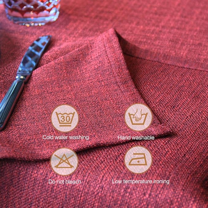Table Cloth Rectangle Table Cover 57x118 Inches Faux Linen Wrinkle Free and Waterproof Ruby Red Rectangle Tablecloth for Kitchen Dining Party Buffet Wedding