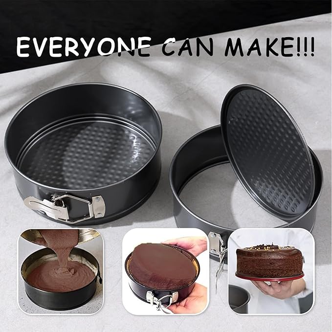 168pcs Cake Pan Sets for Baking + Cake Decorating Supplies: 3 Non-Stick Springform Pans Set (6, 8, 10 inches), Icing Tips – Multi-functional Leak-Proof CheeseCake Pan