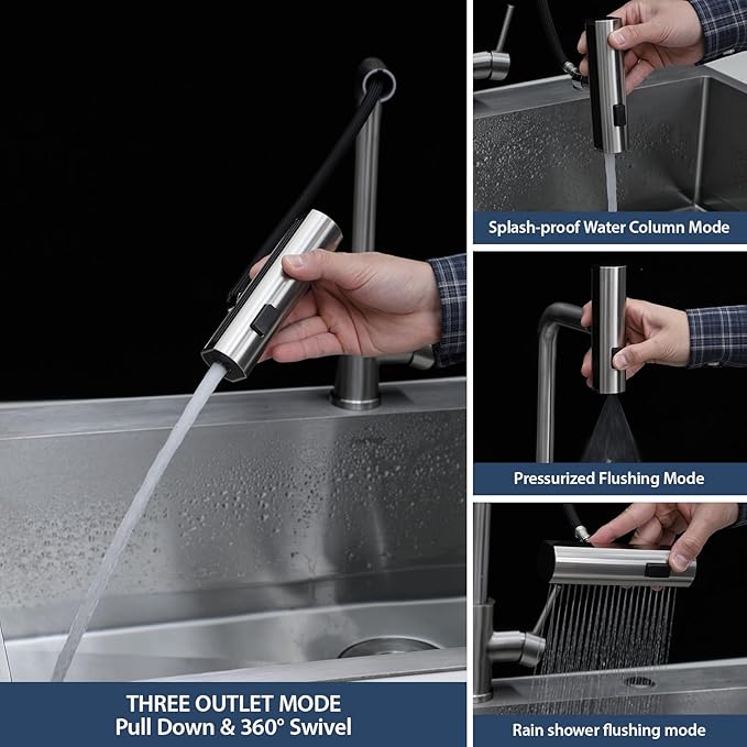 Lordear Drop In Outdoor Kitchen Sink Workstation with Pull-out Faucet 21" x 20" Bar Prep Sink 16 Gauge Stainless Steel Single Bowl Small Kitchen Camper Wet Bar Mobile Home RV Basin with Cover