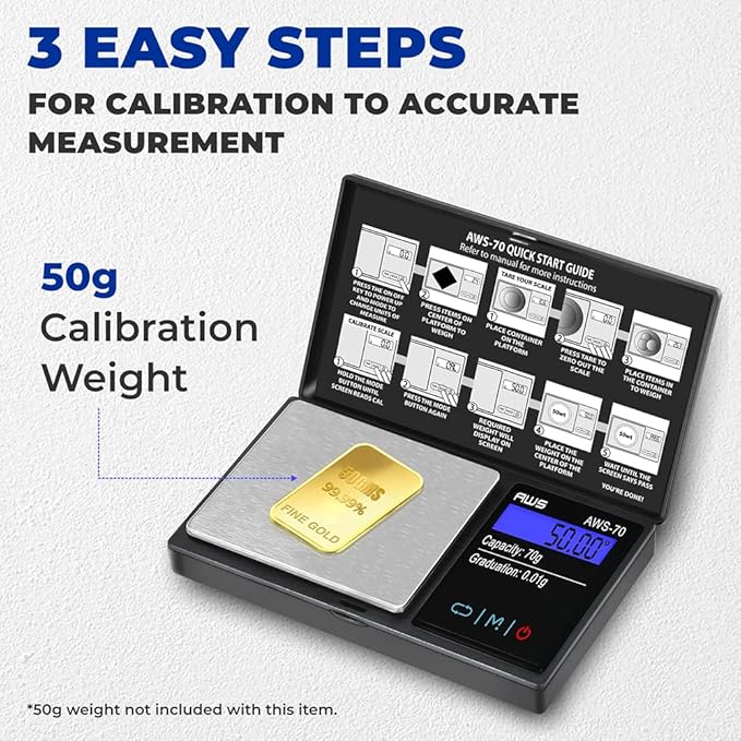 American Weigh Scales 70g x 0.01g Digital Pocket Weight Scale | Precision Digital Scale LCD Display Grams Ounces, Jewelry Scale, Small Pocket Food Scale, Electronic Lab Scale, Medicine Scale