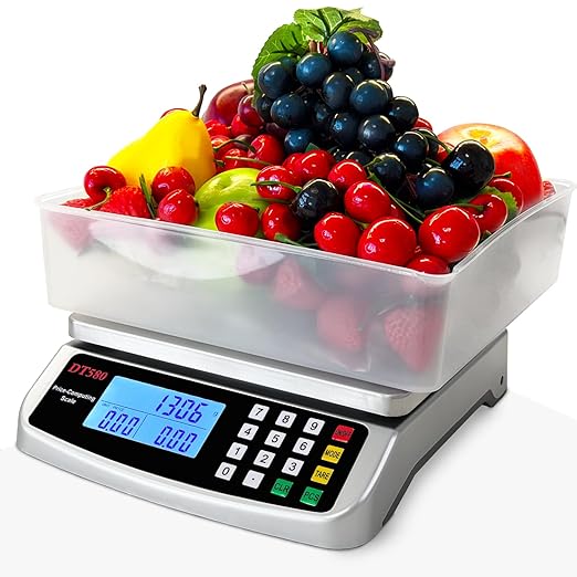 110lb/50kg Food Scale, Large Digital Kitchen Scale with Tray, 304 Stainless Steel, Commercial Price Computing Scale, Counting Scale for Baking, Cooking, Meat, Industry, Counting, Adapter Included