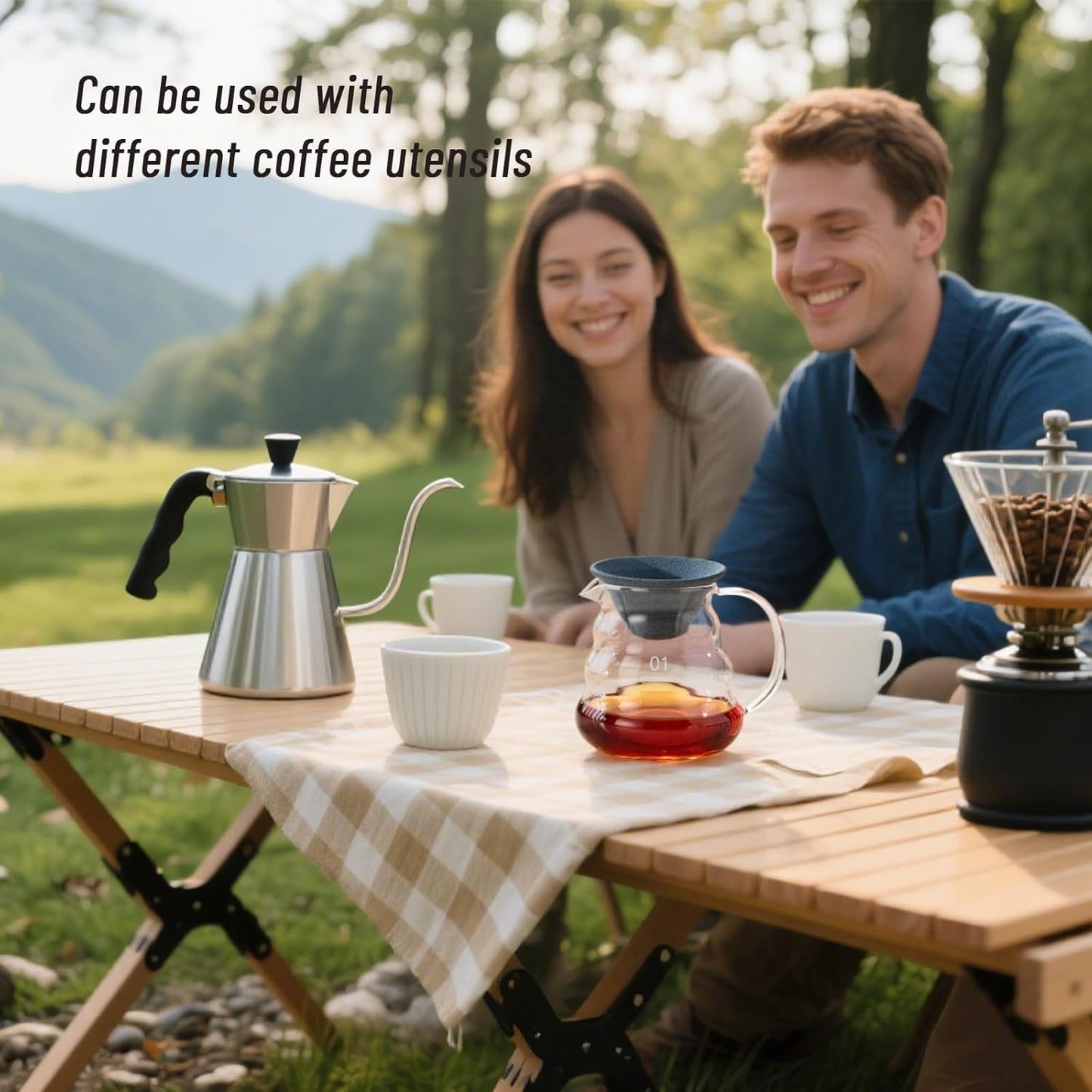 Pour Over Coffee Dripper Set, Reusable Ceramics Coffee Filter, Paperless Single Cup Coffee Maker with Non-Slip Stand, Drip Coffee Maker with Metal Coffee Filter Holder