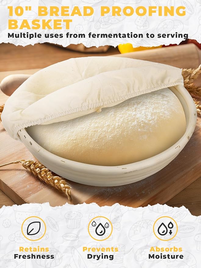 Dutch Oven Bread Baking Pot with Lid 6QT Enameled Cast Iron Oven, Gradient Red Design & Complete Sourdough Kit (Banneton Basket, Dough Tools, Silicone Sling) for Artisan Bread Making