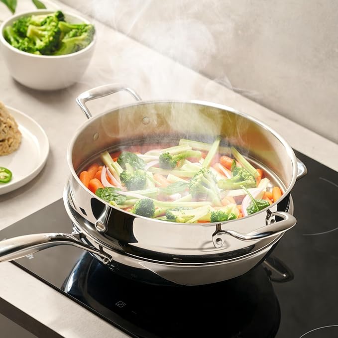 LEGEND COOKWARE Stainless Steel Cookware Set (3-Piece Wok Set)