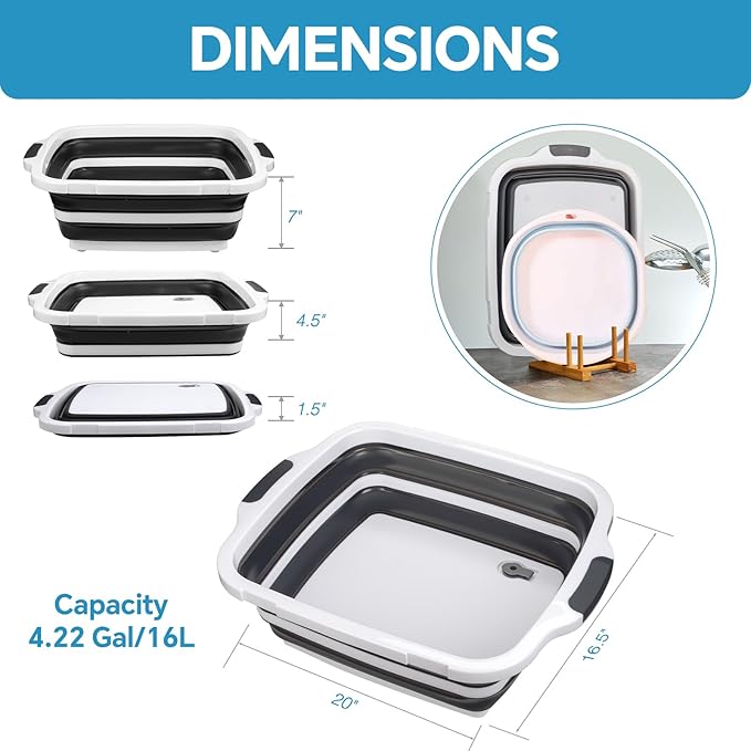 Collapsible BBQ Prep Tub for Meal Prep, Marinating, and Food Storage - Includes Cutting Board and Locking Lid,Ideal Gifts for Christmas,Dad,mother (X-Large) Black