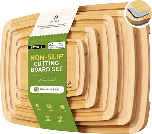 Bamboo Cutting Board Set Non Slip Feet Over Sink Eating Grilling Biard Cutboard Biard Chtting Woodcutting Cuttingboards Voard Oard Bord Dishwasher Safe 12x18 11x14 Baords Baord Veg Utting Ultimate
