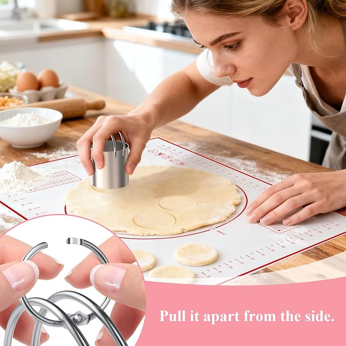 Biscuit Cutter, Silicone Pastry Dough Baking Mat Set, Baking Tools and Accessories Kit (4 Pcs/Set)