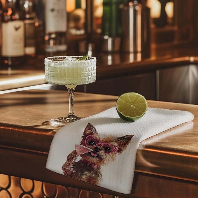 Cabana Bro Yorkshire Terrier Gifts Kitchen Towels, Yorkie Gifts for Women Dog Mom Decorative Hand Towels for Bathroom, Funny Yorkshire Terrier Cocktail Dish Tea Towels for Kitchen, 16x24 Inch