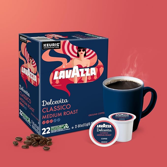 Lavazza Dolcevita Classico, Single-Serve Keurig K-Cup Pods, Medium Roast Coffee, 88-Count Box (4 Packs of 22)