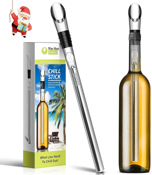 Wine Chiller - Wine Cooler Stick, 3 in 1 Stainless Steel Wine Bottle Chiller with Aerator and Pourer, The Best Holiday Gifts.