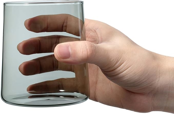 Smokey Grey Glass Tumbler Set of 4 – 16.5 oz Borosilicate Glassware – Durable, Lead-Free, Dishwasher Safe – Modern Grey Drinking Glasses for Home
