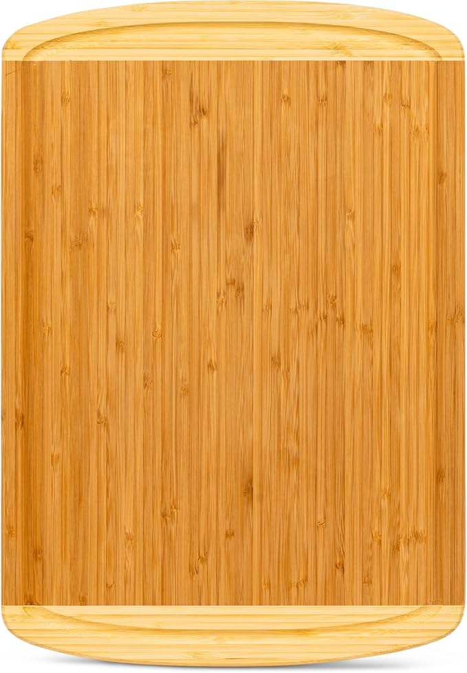 Organic 18 Inch Extra Large Bamboo Cutting Board with Lifetime Replacements - Non Toxic Wood Chopping Board with Juice Groove for Kitchen, Meat, Vegetables, and Food Prep Prep by Greener Chef
