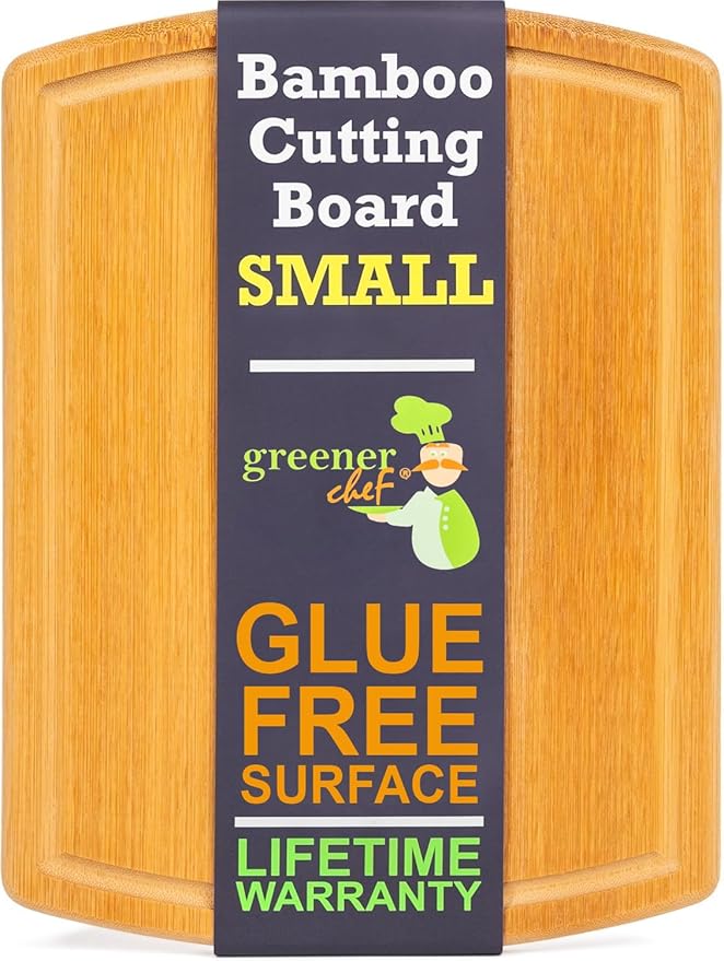 Small Bamboo Cutting Board – 12 Inch Wood Cutting Boards for Kitchen with Glue-Free Surface™ & Juice Groove – Non-Toxic, FSC-Certified, Durable Wooden Chopping Board