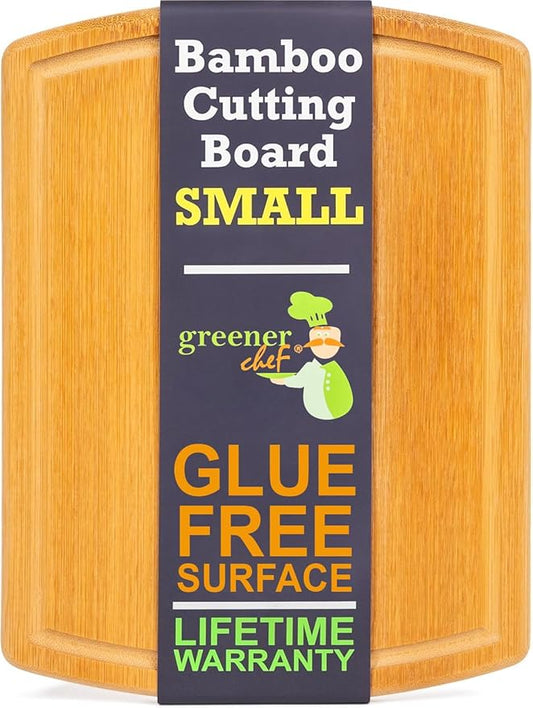 Small Bamboo Cutting Board – 12 Inch Wood Cutting Boards for Kitchen with Glue-Free Surface™ & Juice Groove – Non-Toxic, FSC-Certified, Durable Wooden Chopping Board