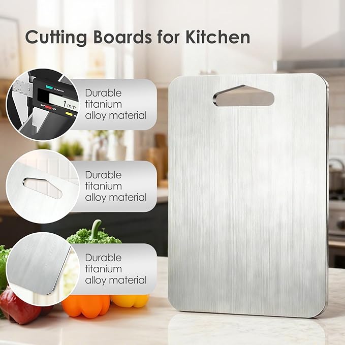 3pcs cutting boards,316 food grade stainless steel, healthy kitchen cutting board perfect for chefs, campers, and gifts, alternative to wooden cutting boards for kitchen,15.4x11in,13.4x9in,11.8x7.9in