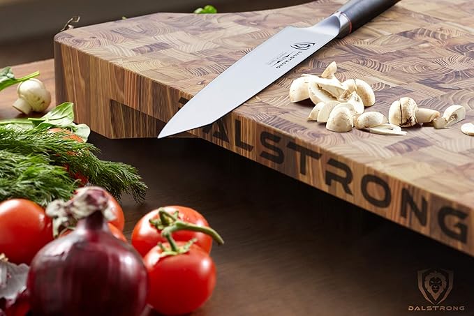 Dalstrong Massive XL Cutting Board - Lionswood End-Grain Teak - 25" x 18"-Steel Carrying Handles -Serving Board - Large Cutting Boards For Kitchen- eat Cutting Board-Two Sizes
