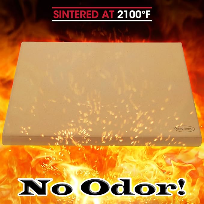 Unicook Extra Large Pizza Stone 18 Inch, Square Baking Stone for Oven and Grill, Heavy Duty Bread Pizza Pan, Thermal Shock Resistant Cooking Stoneware