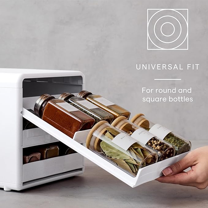 YouCopia SpiceStack Adjustable Spice Rack Organizer, Pull-Down 18-Bottle Seasonings and Spices Holder for Kitchen Cabinet and Pantry Organization with 104 Included Labels