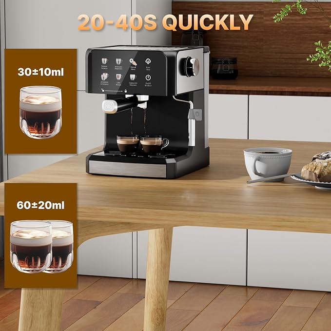 Expresso Machines for Home,20 Bar Professional Espresso Coffee Machine with Milk Frother,Coffee Maker for Latte Cappuccino，Espresso Maker with 52oz Removable Water Tank