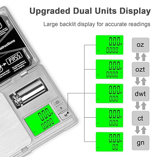 Fuzion Gram Scale CASH-200 Digital Pocket Jewelry Food Scale, Dual Display Compact 0.01g Calibration