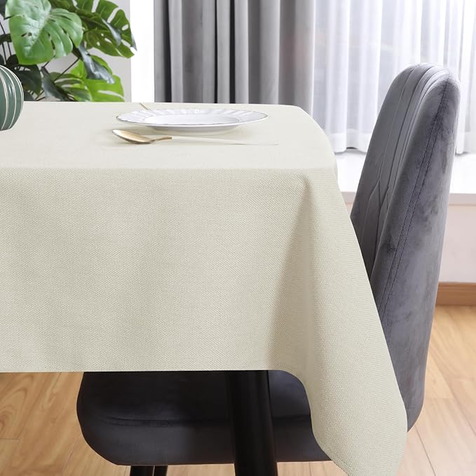 Table Cloth Rectangle Table Cover 55x71 Inches Faux Linen Wrinkle Free and Waterproof Beige Rectangle Tablecloth for Kitchen Dining Party Buffet Wedding