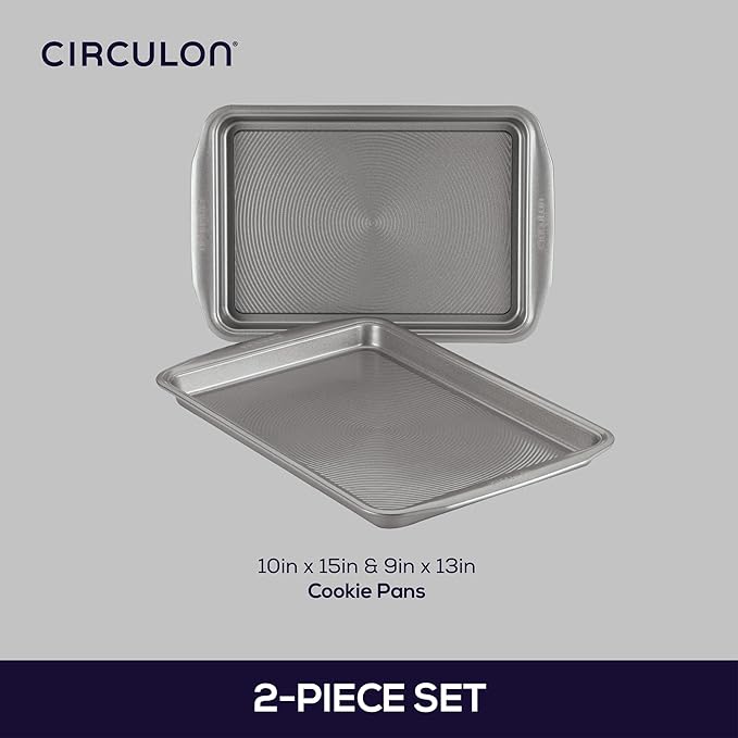 Circulon Nonstick Bakeware Set, Nonstick Cookie Sheet / Baking Sheet - 2 Piece, Gray