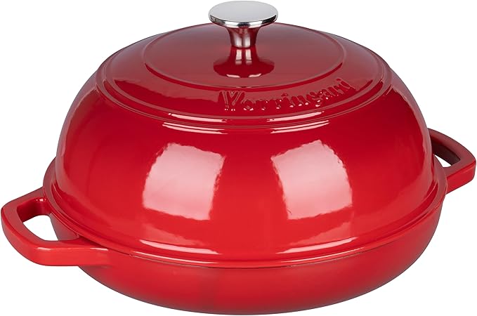 Enameled Cast Iron Dutch Oven Pot with Lid, Bread Oven for Sourdough Bread Baking, Dutch Ovens with Bread Proofing Basket& Baking Supplies Set, 6 Quart, Red