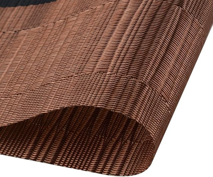 SHACOS Placemats Set of 4 Woven Vinyl Table Mats Place Mats for Dining Table Heat Resistant Wipe Clean (4, Ombre Coffee Black)