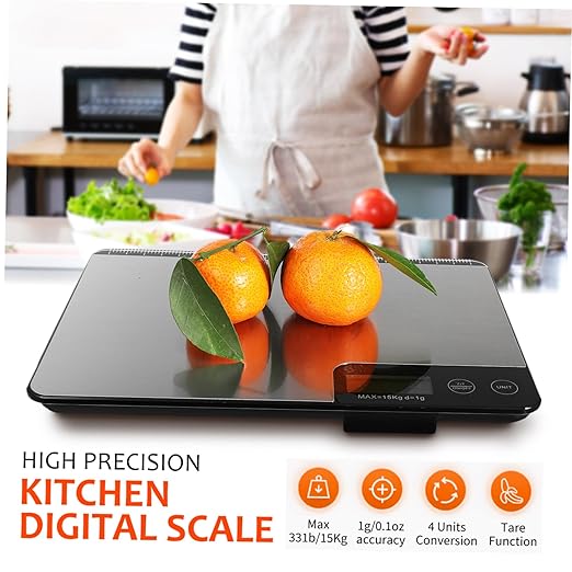 Digital Kitchen Scale High Precision Stainless Steel Food Scale with Tare Function Easy Clean Panel Grams Ounces for Cooking Baking Meal Prep