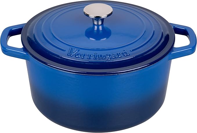 Enameled Cast Iron Dutch Oven Pot with Lid, for Bread Baking, Round Bread Oven- include Sourdough Bread Baking Supplies Set, 6QT, Blue