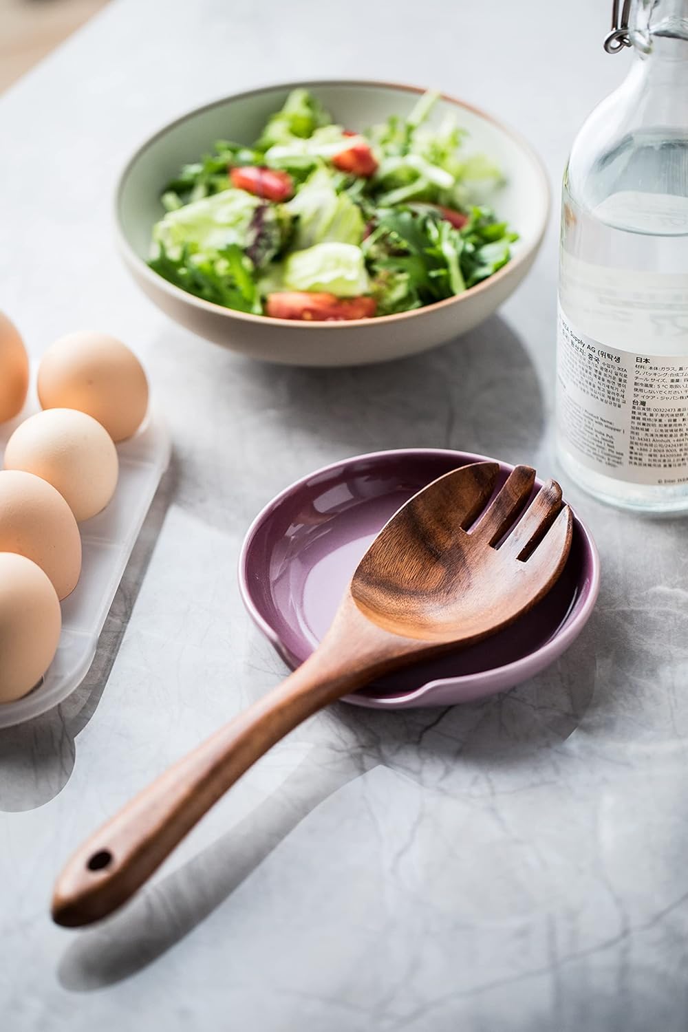 Spoon Rest for Kitchen Counter, Ceramic Utensil Rest Spoon Holder for Stove Top Cute Spoon Rests for Ladles Tongs Spatula, Kitchen Gadgets Housewarming Gift, Purple