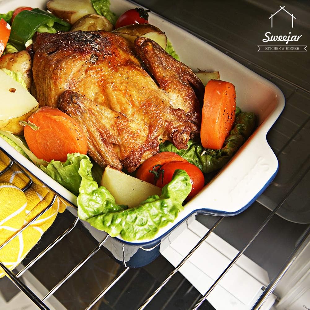 Sweejar Ceramic Bakeware Set, Rectangular Baking Dish Lasagna Pans for Cooking, Kitchen, Cake Dinner, Banquet and Daily Use, 11.8 x 7.8 x 2.76 Inches of Casserole Dishes (Jade)